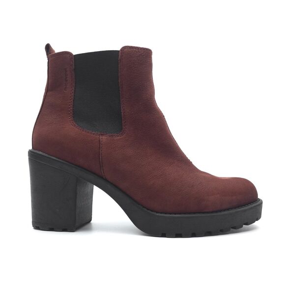 VAGABOND Nubuck Grace Ankle Combat Boot Burgundy Suede Lug Sole Biker Grunge 8 - Picture 1 of 12